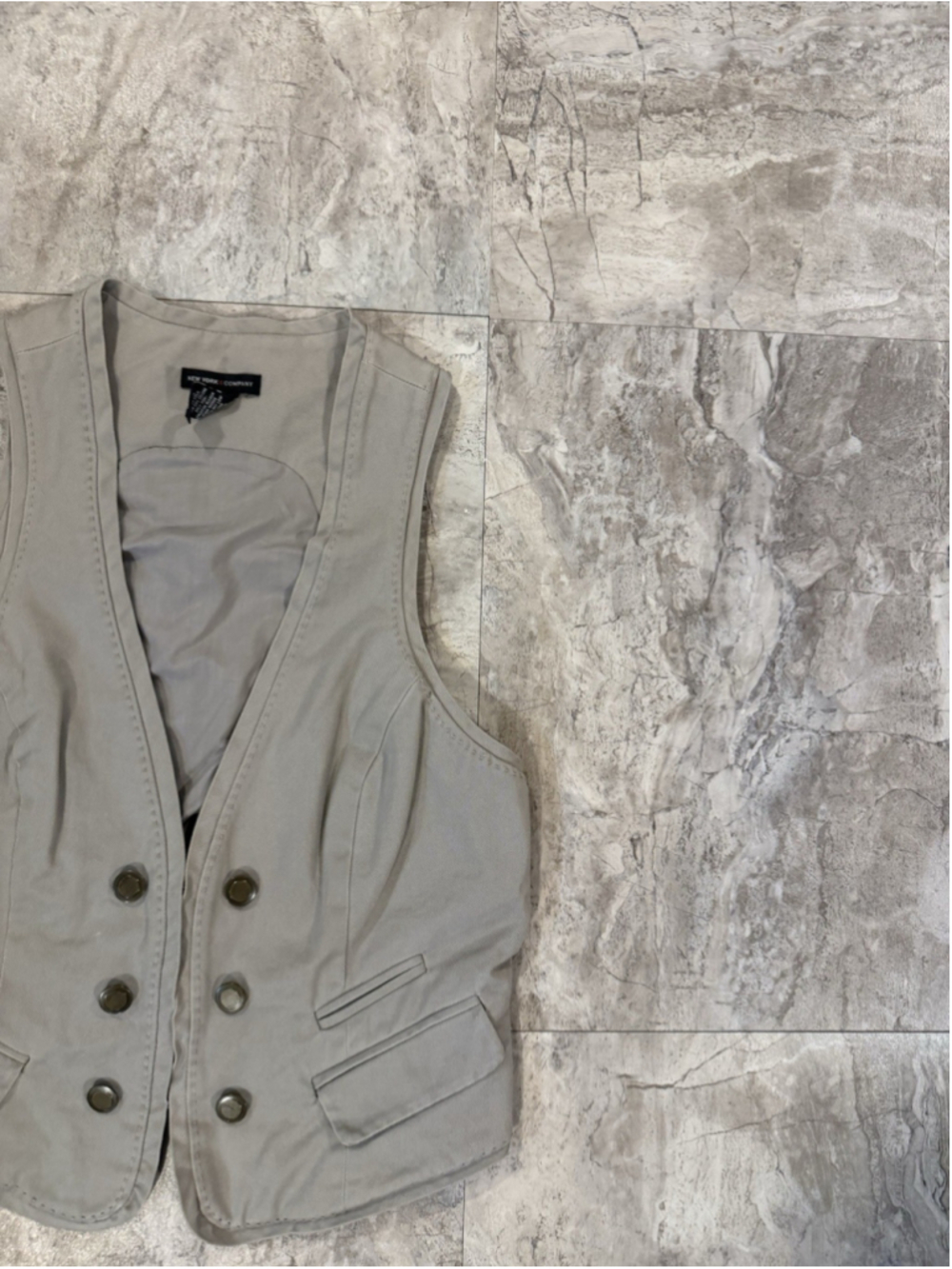 Vintage Y2K New York & Company Double Breasted Khaki Vest Size 12
